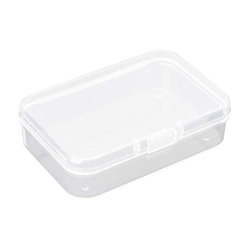 AKOAK Clear Polypropylene Rectangle Mini Storage Containers Box with Hinged Lid for Accessories,Crafts,Learning Supplies,Screws,Drills,Battery,Pack of 4 (3.26" x 2.12" x 0.7") - size: 3.26" x 2.12" x 0.7"