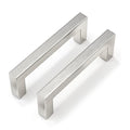 Goldenwarm Brushed Nickel Cabinet Pulls 20 Pack 3-3/4 Inch, Square Drawer Handles, Stainless Steel, Screws Included, Silver Kitchen Hardware for Cupboard Closet Furniture Upgrade - size: 3-3/4In(96MM) Hole Centers