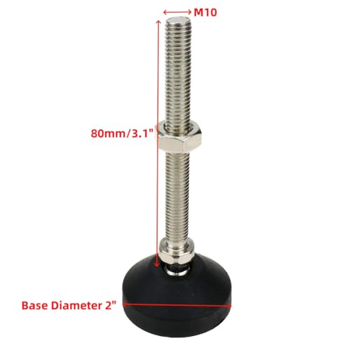 M10 Leveling Feet 880 Lb Capacity, 4 Inches Height - 2 Inches Base, 4Pcs - color: Black, size: D50xM10xH80mm