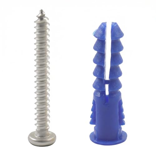 Drywall Anchors and Screws Kit, 100 Pcs, #10-#12 1-1/4" Blue - size: 1-1/4"