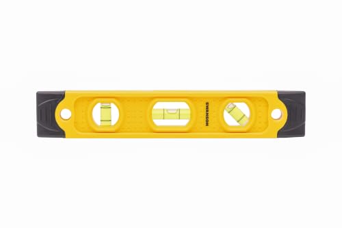 Swanson Tool TL021M 9 In. Speedlite Magnetic Torpedo Level with Rubber End Caps, yellow - size: 9" (Pack of 1), style: Speedlite® Magnetic Torpedo Level with Rubber End Caps