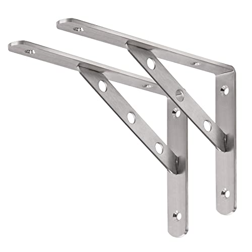 YUMORE 8 Inch Shelf Bracket, Heavy Duty L Bracket, 2 Pack - size: 8"(Soild)