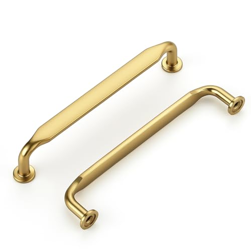 HOME EDIT Gold Solid Cabinet Handles & Pulls 5 Inch 10 Pack - color: Brushed Brass, size: 5 inches Hole Center