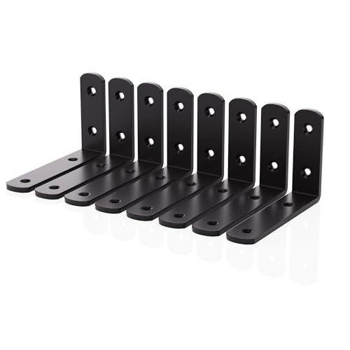 8Pcs Shelf Brackets, Black 4inch Floating Shelf Bracket, Wall Mounted Support,Heavy Duty Floating Shelf Bracket - size: 4inch, style: 8PCS