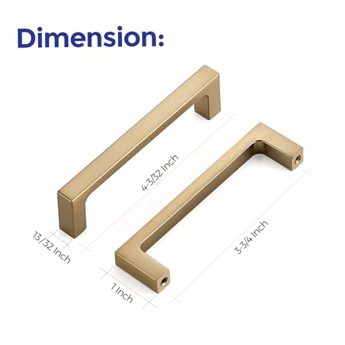 Ravinte Champagne Bronze Kitchen Square Cabinet Handles 3-3/4 Inch 10 Pack - size: 3-3/4 Inch Hole