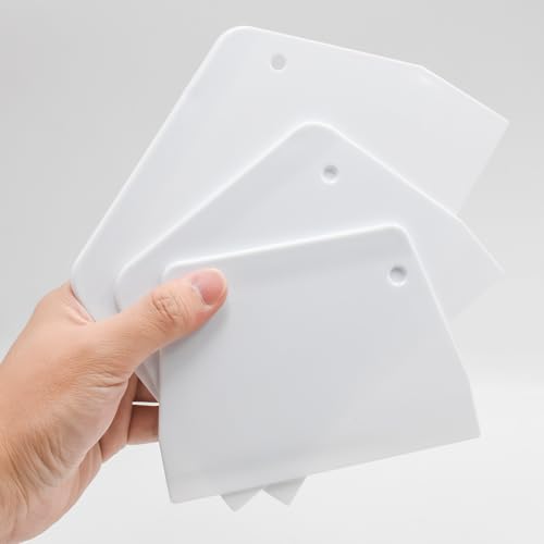 Plastic Cake Scrapers and Smoother DIY Tools for Bread White, 3 Pcs