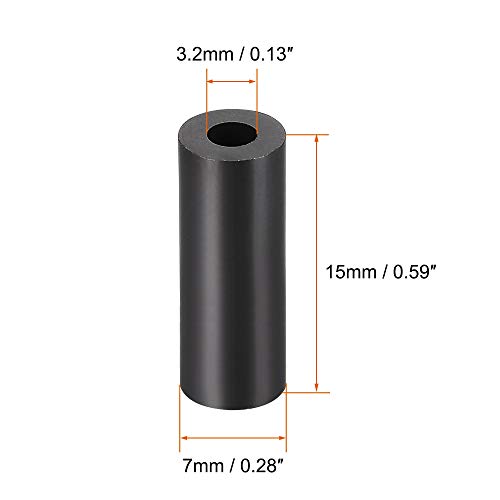 uxcell Nylon Round Spacer Washer 3.2mm ID 7mm OD 15mm Height for M3 Screws Black 100Pcs - size: 3.2mmx7mmx15mm