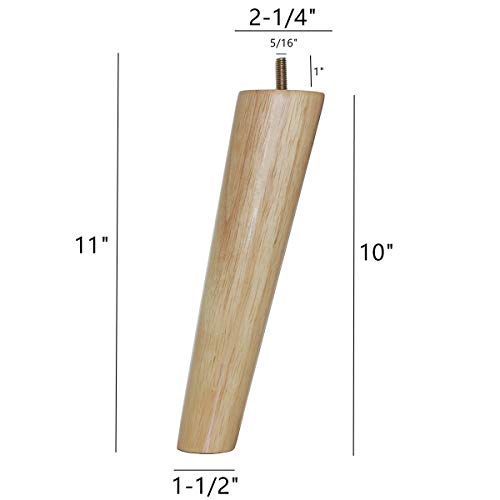 Solid Wood Replacement Furniture Sofa Couch Leg 10 inch Heavy Duty Set of 4 | Slant Wooden legs for Couch Sofa Chair Ottoman Loveseat Coffee Table Cabinet Furniture Replacement - color: Slant- Set of 4, size: 10"
