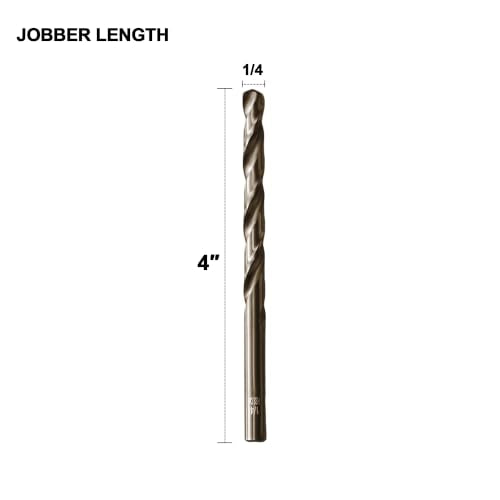 1/4 inch Cobalt Drill Bit for Hard Metal and Steel (10Pcs) - size: 1/4 in (10 pcs)