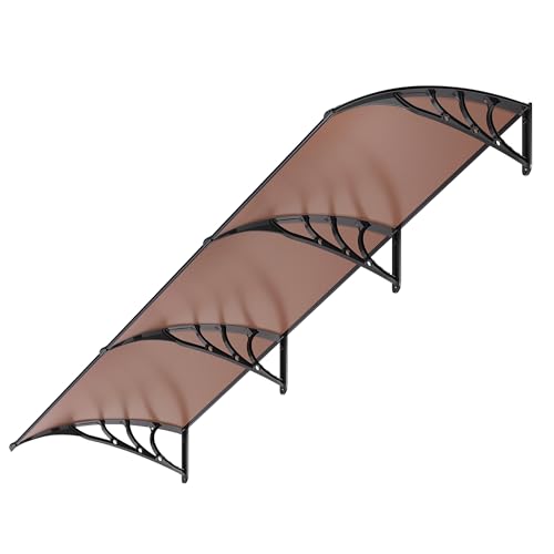 VIVOHOME Polycarbonate Window Door Awning Brown 38 Inch x 115 Inch - color: Brown, size: 38 Inch x 115 Inch