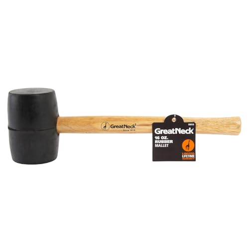 GreatNeck 16 Oz. Rubber Mallet with Hardwood Handle Won't Mar or Scratch - size: 16 oz
