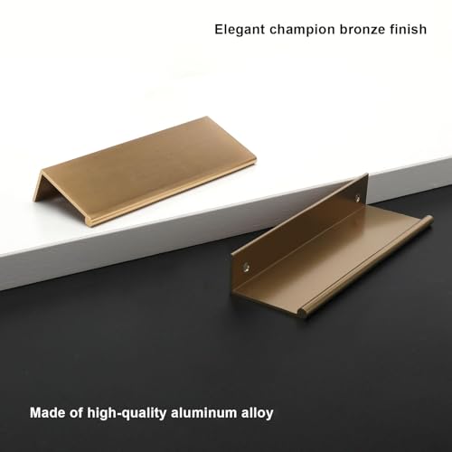 Rergy 10 Pack 3" Cabinet Pulls Champagne Bronze Finger Pulls for Cabinets - color: Champion Bronze, size: Hole Center: 3in(76mm)