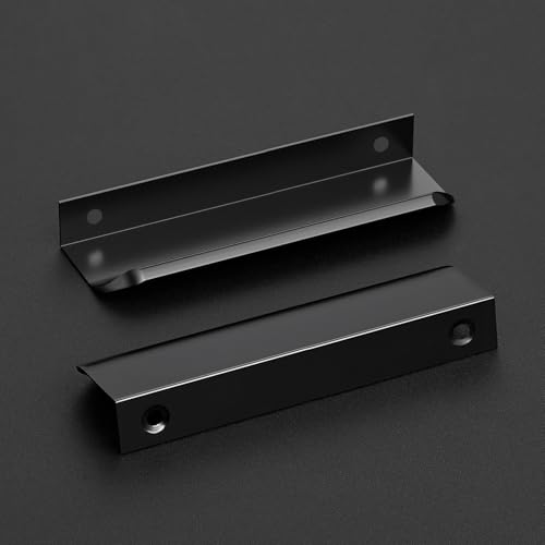 Matte Black Cabinet Handles Finger Edge Pulls 5 Inch CC 10 Pack - color: Matte Black, size: 128mm/5" Overall Length