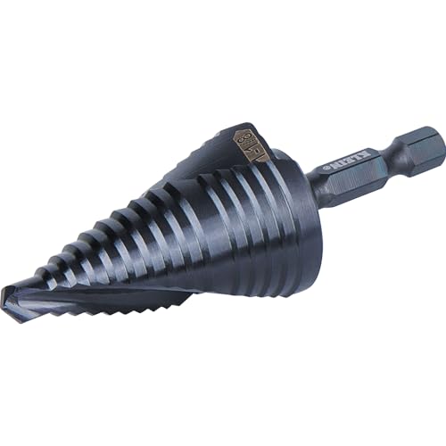 Klein Tools QRST11 Step Drill Bit, Quick Release Spiral Double-Fluted, 7/8 to 1-1/8-Inch, Hex Shank, Cut Steel, Wood, Plastic, Aluminum - size: 7/8 to 1-1/8-Inch, style: Quick Release