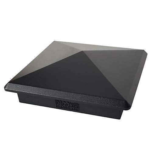 4.5x4.5 Aluminum Pyramid Post Cap for 4.5x4.5 Wood Posts - Heavy-Duty Cast, Rounded Safety Corners, Stainless Screws, Powder-Coated Black Deck & Fence Cap - size: 4.5" x 4.5"