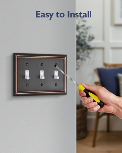 Switch Plates Outlet Covers, 2-Pack Metal Wall Plates, Aged Bronze - color: Aged Bronze, size: 3 Toggle 2PK