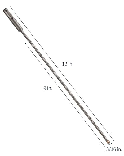 3/16 Inch x 12 Inch SDS Plus Rotary Hammer Drill Bit, Firecore Tungsten Carbide Long Drill Bits for Concrete Masonry Ceramic Tile Cement Walls Brick Rocks Stone, Brocas para Concreto - size: 3/16 in.