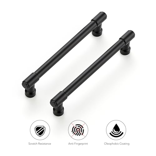 Ravinte Matte Black Kitchen Pulls Cabinet Handles 5 Inch 5 Pack - color: Matte Black, size: 5 Inches Hole Center