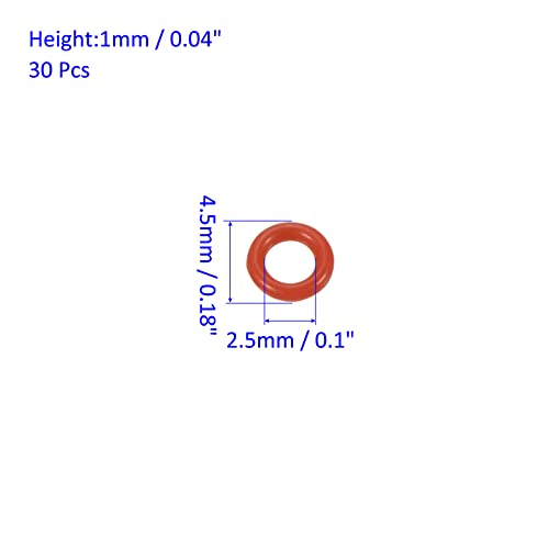 M METERXITY 30 Pack Silicone O-Rings - Garden Water Hose Rubber Sealing Gasket Ring, Soft & Elastic, Apply to Outdoor (2.5mmx4.5mmx1mm, Red) - size: 2.5mmx4.5mmx1mm