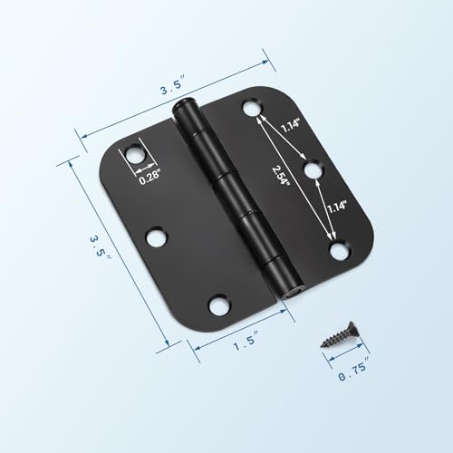 KNOBWELL Door Hinges Matte Black, 3.5" x 3.5" Interior Door Hinges, 30 Pack - color: Matte Black