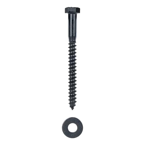 3/8 x 3-1/2 (50 Pack) Lag Screw Kit, 50 Screws and 50 Washers, Ceramic Black Ruspert Coating for Exterior Use, Meets ASTM A307 and ASME B18.2.1, Industrial/Commerical Grade by Makers Bolt - size: 3/8 x 3-1/2