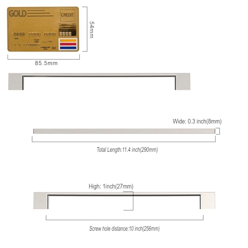 Amerdeco 10 Pack Brushed Satin Nickel Cabinet Pulls 10" - color: Brushed Satin Nickel, size: 10" hole center