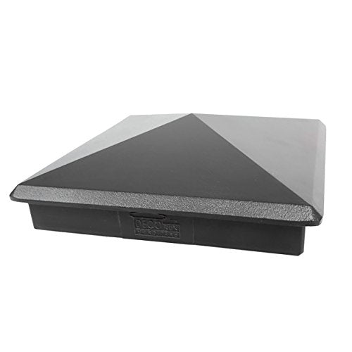 6x6 Aluminum Pyramid Post Cap for True 6x6 Wood Posts (Full 6") — Heavy-Duty Cast, Rounded Safety Corners, Stainless Screws, Powder-Coated Black Deck & Fence Cap - size: 6x6 Inch