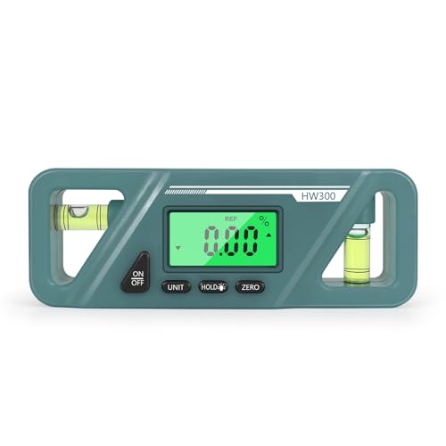 Shkalacar Digital Angle Finder Protractor, Magnetic Base with LED Display and Automatic Shut Off, for Wood Processing and Vehicle Repairing Billet Protractor Level Tool (Green) - color: Green
