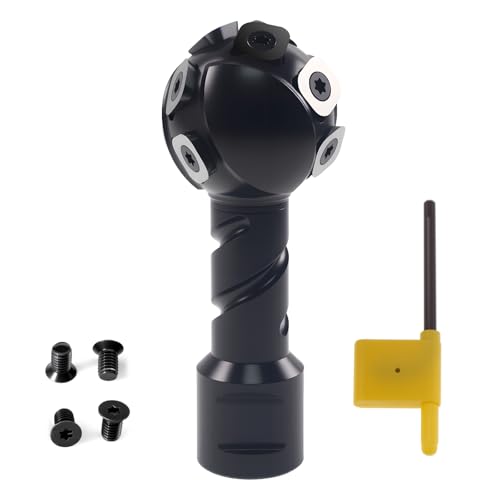 Sphere Rotary Alloy Burr Indexable Tungsten Carbide Spiral Carving Bit, Fits 5/8"-11 Thread Angle Grinder, 1.9" (48mm) Carbon Steel Ball Shape Chisel Angle Grinder Attachment - style: 1.9-Inch-Spherical
