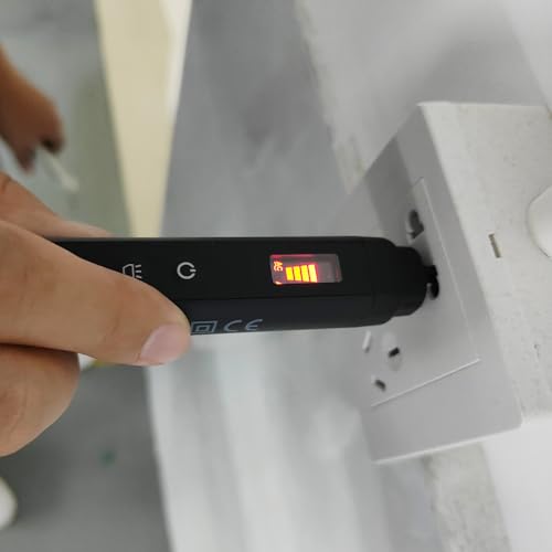 Voltage Tester Non Contact Voltage Detector Pen with Dual Range AC 12-1000V/48-1000V,Live Wire Tester with LCD Display Buzzer Alarm and Flashlight,Wire Breakpoint Finder