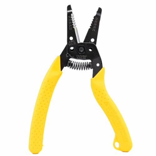 IDEAL Electrical 45-417 Premium Reflex T Stripper - 22-30 AWG solid, 24-32 AWG stranded, Wire Stripper with Plier Nose, Slide Lock, Textured Grips - size: 22-30 AWG Solid