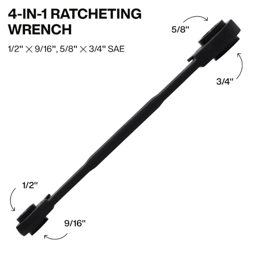 KLEIN TOOLS 68215 4-in-1 Reversible Ratchet Wrench, Box Wrench, SAE Hex Sizes 1/2, 9/16, 5/8, 3/4-Inch, 90-Tooth Ratchet, Pass-Through Design - style: Medium SAE