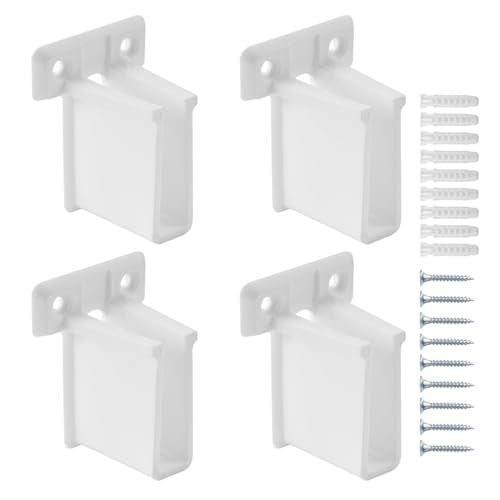 6 Pcs Wire Shelf End Bracket, Heavy Duty Closet Shelf Brackets, White Plastic Closet Rod / Wall Shelf Supports with Screws, Wall Mount Brackets for Shelves Closet - size: 6 Pieces