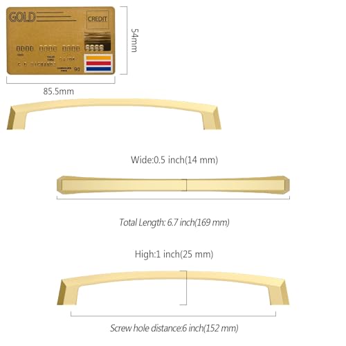 Amerdeco 10 Pack Brushed Gold Cabinet Pulls 6 Inch(152MM) Hole Centers Kitchen Cabinet Handles Hardware Kitchen Handles for Cupboard Handle ZH0032 - color: Brushed Gold, size: 6"/152MM Hole Center