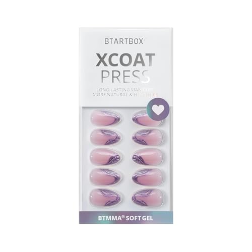 BTArtbox Press on Nails, French Tips, Short Almond Nails, 32Pcs Full Kit - color: A2-Mermaid Tail