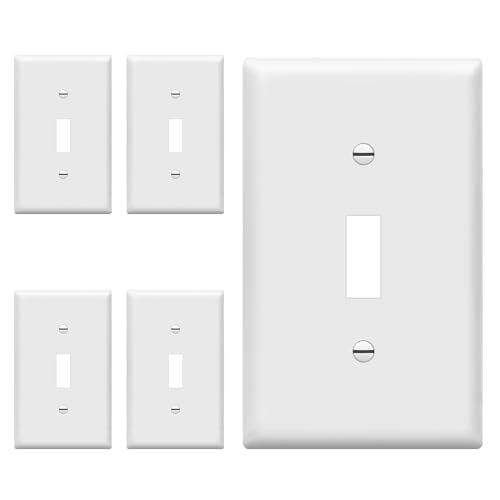 ENERLITES 5 Pack Light Switch Cover Plate for Toggle Wall Switch, White - color: White, size: 5 Pack