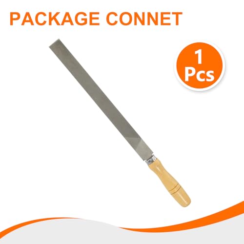 HARFINGTON Flat Medium Cut File 14" Double Cut Teeth High Carbon Steel Hand Rasp File with Wood Handle for Metal Wood Deburring Removing - size: 14", style: Medium