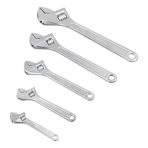 JEUIHAU 6 8 10 12 15 In Adjustable Wrench Set, SAE and Metric Scale