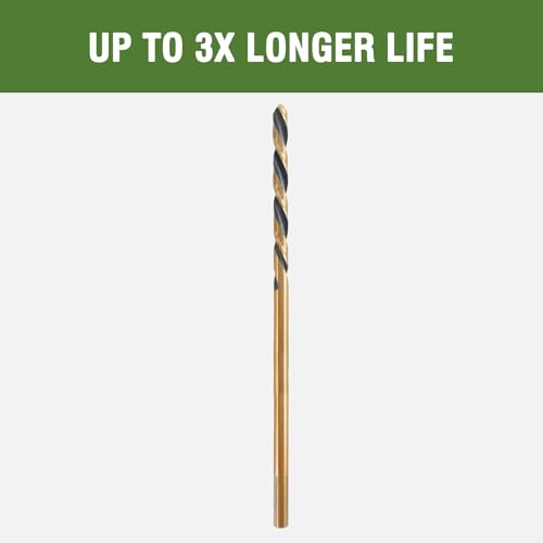 1/4 x 8 Inch Extra Long Drill Bits (3 Pack), Aircraft Drill Bit Black and Gold M2 HSS for Wood, Plastic, Thin Metal Sheet - size: 1/4 in