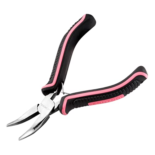 Mini Bent Nose Pliers with Smooth Jaws, 5 Inch Pink Tool for Women's Jewelry Making - style: Bent Nose Plier