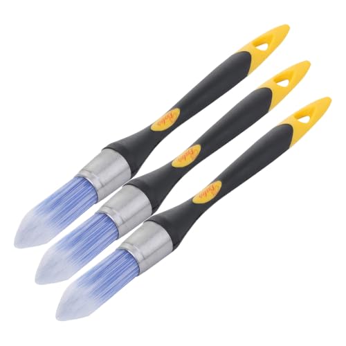 Bates Trim Brush, 0.75 Inch Edge Painting Tool, Trimmer Edger (Pack of 3) - color: Yellow-black, size: 0.75 inch, 3 Pack