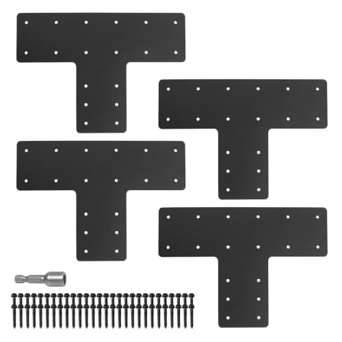 T Post Bracket 4PCS,16.8"x12" T Flat Mending Plate for Repair Framing - style: T Shape (16.8X12X5)