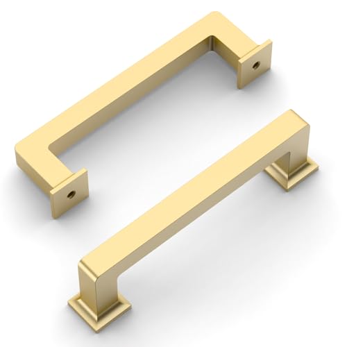 Amerdeco 10 Pack Brushed Gold Cabinet Pulls 3.75 Inch(96MM) Hole Centers Kitchen Cabinet Handles Cabinet Hardware Kitchen Handles for Cabinets Cupboard Handles Drawer Pulls ZH0019 - color: Brushed Gold, size: 3.75" Hole Center