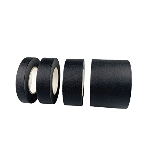 4 Rolls Black Masking Tape Multi-Size - color: Black, size: 2Inch,1Inch,0.7Inch,0.5Inch X 22 Yard