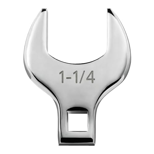 1/2'' Full Polish Drive Jumbo Crowfoot Wrench, Open End Wrench, SAE, 1-1/4'', CR-V Steel, Tools for Mechanics Maintenance or Repairs, Access Fasteners in Tight Spaces Work Hard-To-Reach Areas - size: SAE-1-1/4''