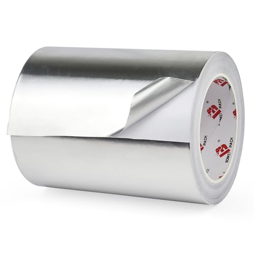 BOMEI PACK Aluminum Foil Tape,Heavy Duty Metal Foil Tape,High Temperature Silver Duct Tape,Perfect for Sealing & Patching,HVAC,Air Ducts,Insulation and Metal Repair (6 Inch) - size: 6 Inch x 30 Yards