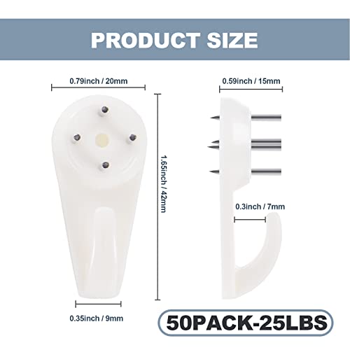 50 PCS Picture Hangers Hanging Kit, Heavy Duty Hooks Without Drilling - style: Standard