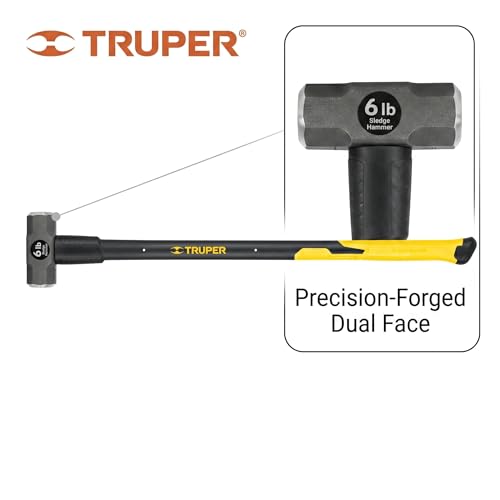 Truper 30928 6-Pound Sledge Hammer, Fiberglass Handle with Rubber Grip, 36-Inch - size: 6 lb, style: Fiberglass