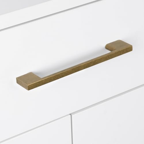 10 Pack 3-3/4 Inch(96mm) Cabinet Pulls Antique Brass Kitchen Cabinet Handles Zinc Alloy Drawer Pulls Solid Cabinet Hardware - color: Antique Brass, size: 3-3/4'' Hole Center(96mm)