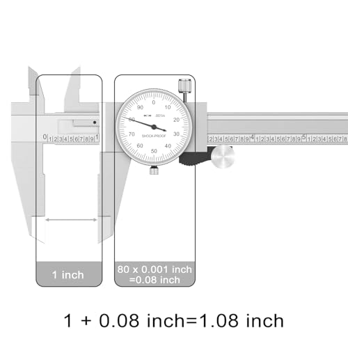 HDLNKAK Dial Caliper 0.001” with Micrometer 0.001”, Stainless Steel Ruler